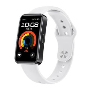 For Huawei Band 10 / 10 NFC Solid Color Metal Reverse Buckle Flat Silicone Watch Band(White)