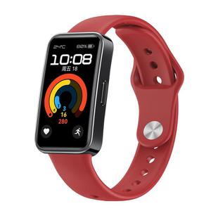 For Huawei Band 10 / 10 NFC Solid Color Metal Reverse Buckle Flat Silicone Watch Band(Red)