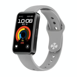 For Huawei Band 10 / 10 NFC Solid Color Metal Reverse Buckle Flat Silicone Watch Band(Gray)