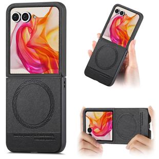 For Motorola Razr 40 Ultra Twill Fabric Leather Skin Magnetic Back Phone Case(Black)