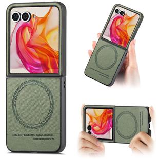 For Motorola Razr 50 Ultra Twill Fabric Leather Skin Magnetic Back Phone Case(Green)