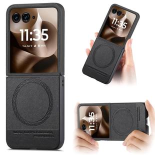 For Motorola Razr 60 Twill Fabric Leather Skin Magnetic Back Phone Case(Black)