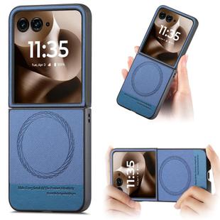 For Motorola Razr 60 Twill Fabric Leather Skin Magnetic Back Phone Case(Blue)