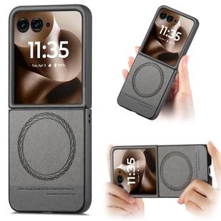 For Motorola Razr 60 Ultra Twill Fabric Leather Skin Magnetic Back Phone Case(Gray)