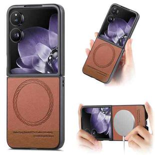 For Xiaomi Mix Flip Twill Fabric Leather Skin Magnetic Back Phone Case(Brown)