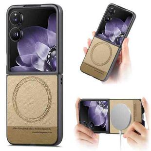 For Xiaomi Mix Flip Twill Fabric Leather Skin Magnetic Back Phone Case(Khaki)