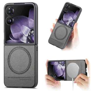 For Xiaomi Mix Flip Twill Fabric Leather Skin Magnetic Back Phone Case(Gray)