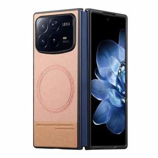 For Xiaomi Mix Fold 4 Twill Fabric Leather Skin Magnetic Back Phone Case(Pink)