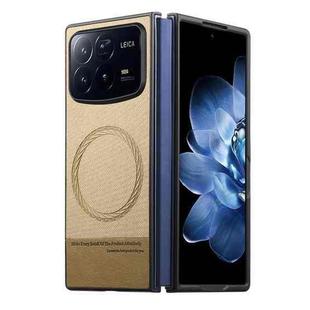 For Xiaomi Mix Fold 4 Twill Fabric Leather Skin Magnetic Back Phone Case(Khaki)