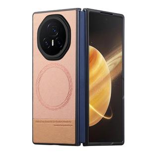 For Honor Magic V3 Twill Fabric Leather Skin Magnetic Back Phone Case(Pink)