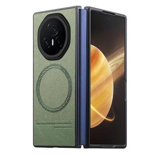 For Honor Magic V3 Twill Fabric Leather Skin Magnetic Back Phone Case(Green)