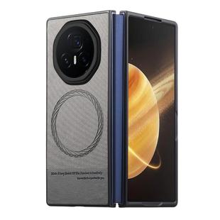 For Honor Magic V3 Twill Fabric Leather Skin Magnetic Back Phone Case(Gray)