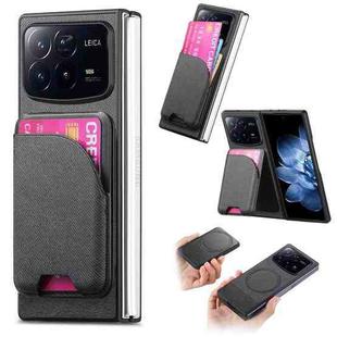 For Xiaomi Mix Fold 4 Twill Fabric Leather Skin Card Bag Magnetic Back Phone Case(Black)