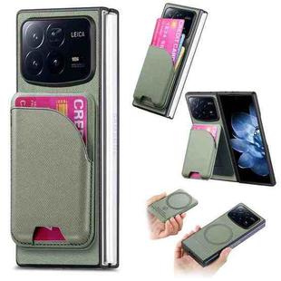 For Xiaomi Mix Fold 4 Twill Fabric Leather Skin Card Bag Magnetic Back Phone Case(Green)