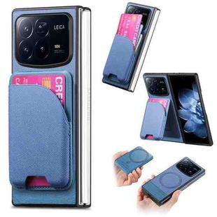 For Xiaomi Mix Fold 4 Twill Fabric Leather Skin Card Bag Magnetic Back Phone Case(Blue)