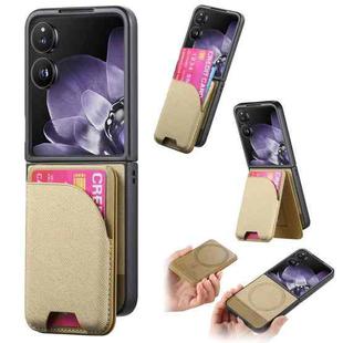 For Xiaomi Mix Flip Twill Fabric Leather Skin Card Bag Magnetic Back Phone Case(Khaki)