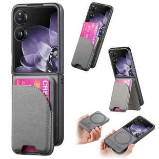 For Xiaomi Mix Flip Twill Fabric Leather Skin Card Bag Magnetic Back Phone Case(Gray)