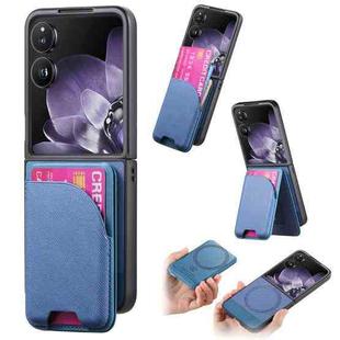 For Xiaomi Mix Flip Twill Fabric Leather Skin Card Bag Magnetic Back Phone Case(Blue)