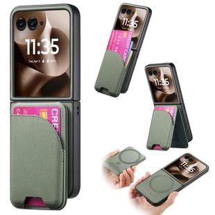 For Motorola Razr 60 Twill Fabric Leather Skin Card Bag Magnetic Back Phone Case(Green)