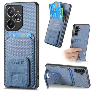 For Realme Neo7 Carbon Fiber Card Bag Fold Stand Phone Case(Blue)