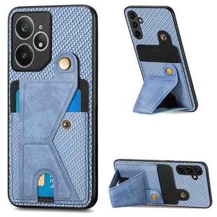 For Realme Neo7 Carbon Fiber Wallet Flip Card K-shaped Holder Phone Case(Blue)
