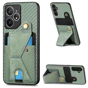 For Realme Neo7 Carbon Fiber Wallet Flip Card K-shaped Holder Phone Case(Green)