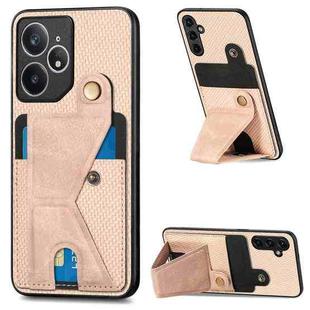 For Realme Neo7 Carbon Fiber Wallet Flip Card K-shaped Holder Phone Case(Khaki)