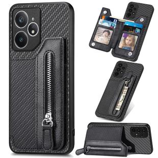 For Realme Neo7 Carbon Fiber Horizontal Flip Zipper Wallet Phone Case(Black)