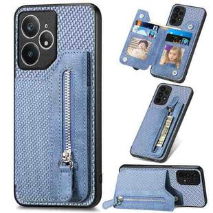 For Realme Neo7 Carbon Fiber Horizontal Flip Zipper Wallet Phone Case(Blue)