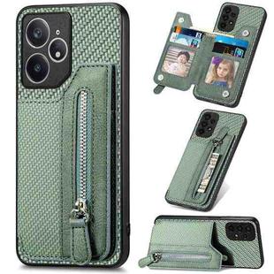 For Realme Neo7 Carbon Fiber Horizontal Flip Zipper Wallet Phone Case(Green)