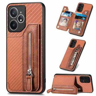 For Realme Neo7 Carbon Fiber Horizontal Flip Zipper Wallet Phone Case(Brown)