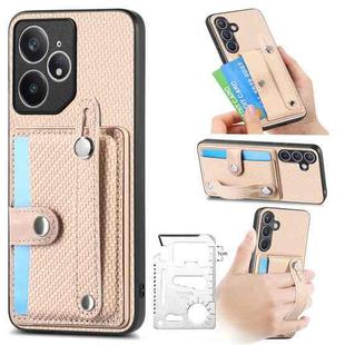 For Realme Neo7 Wristband Kickstand Wallet Back Phone Case with Tool Knife(Khaki)