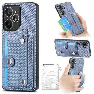 For Realme Neo7 Wristband Kickstand Wallet Back Phone Case with Tool Knife(Blue)