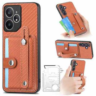 For Realme Neo7 Wristband Kickstand Wallet Back Phone Case with Tool Knife(Brown)