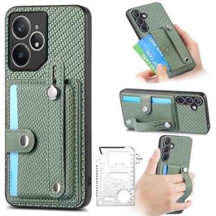 For Realme Neo7 Wristband Kickstand Wallet Back Phone Case with Tool Knife(Green)