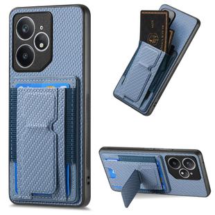 For Realme Neo7 Carbon Fiber Fold Stand Elastic Card Bag Phone Case(Blue)