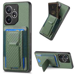 For Realme Neo7 Carbon Fiber Fold Stand Elastic Card Bag Phone Case(Green)