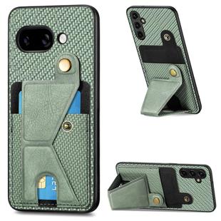 For Google Pixel 9a Carbon Fiber Wallet Flip Card K-shaped Holder Phone Case(Green)