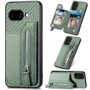 For Google Pixel 9a Carbon Fiber Horizontal Flip Zipper Wallet Phone Case(Green)