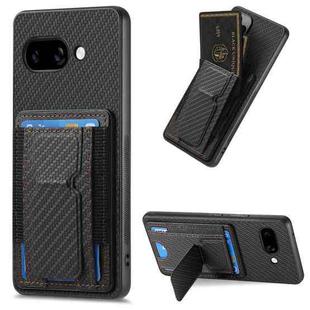 For Google Pixel 9a Carbon Fiber Fold Stand Elastic Card Bag Phone Case(Black)