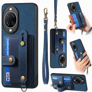 For Huawei nova 14 Retro Cross Wristband Wallet Leather Back Phone Case(Blue)