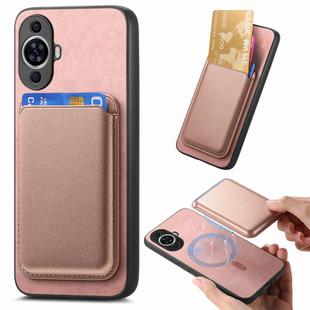For Huawei nova 13 Retro Magsafe Card Bag PU Back Cover Phone Case(Pink)