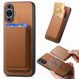 For Huawei nova 13 Retro Magsafe Card Bag PU Back Cover Phone Case(Brown)
