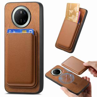 For Huawei Mate 70 Retro Magsafe Card Bag PU Back Cover Phone Case(Brown)