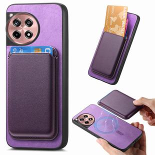 For OnePlus Ace 5 / 5 Pro Retro Magsafe Card Bag PU Back Cover Phone Case(Purple)
