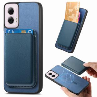 For Motorola Moto G55 Retro Magsafe Card Bag PU Back Cover Phone Case(Blue)