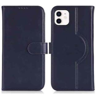 For iPhone 11 Genuine Leather Card Wallet MagSafe Phone Case(Dark Blue)