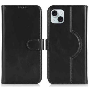 For iPhone 15 Genuine Leather Card Wallet MagSafe Phone Case(Black)