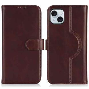 For iPhone 15 Genuine Leather Card Wallet MagSafe Phone Case(Dark Brown)