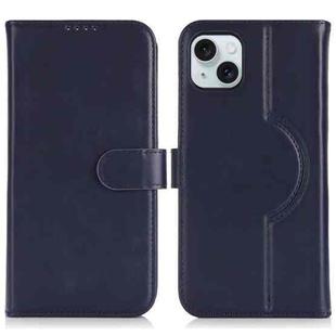 For iPhone 15 Genuine Leather Card Wallet MagSafe Phone Case(Dark Blue)